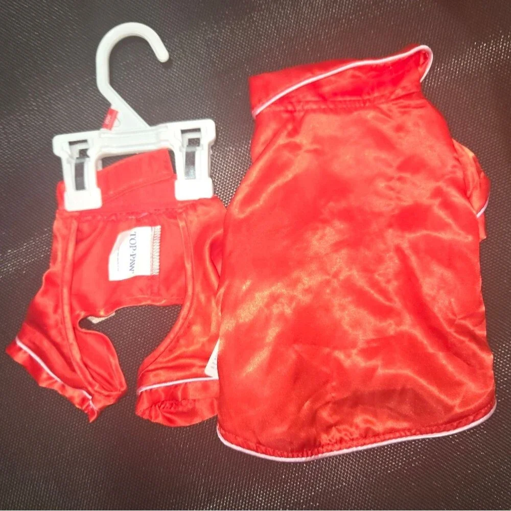 Top Paw Red Satin Dog Pajamas XS